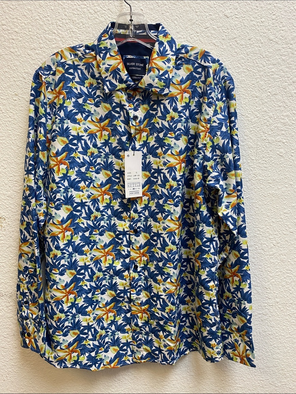 Silver Stone Blue Floral Print Button-Down Shirt